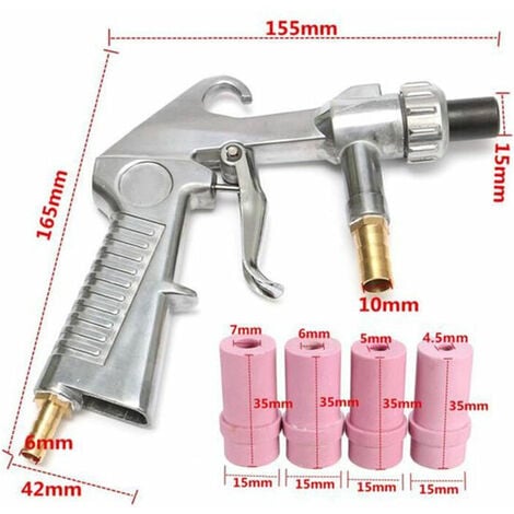 Pistolet de sablage Pneumatique Sableuse Décapage + 4x Céramique Buse 4/5/6/7mm