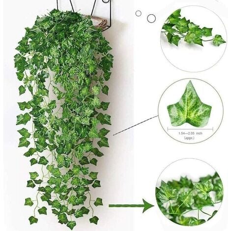 Lierre Artificiel, 2M Feuille Guirlande Lumineuse, Plantes Artificielles avec 20 LED et Vert Feuille, Chaîne Lumières LED de Vigne pour Jardin, Cour, Maison, Patio, Fête de Mariage Décoration (1 PCS)