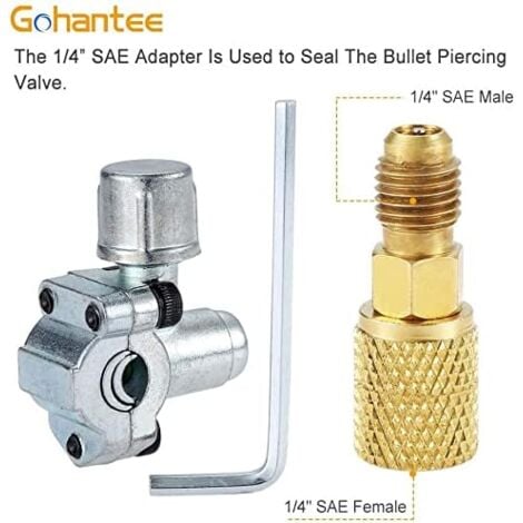 Tuyau de recharge R134A AC avec manomètre et kit de valve BPV31, tuyau SAE de 6.35 mm pour port R12 R22