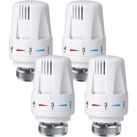 4 Pièces Tete Thermostatique Radiateur, Tête de Vanne de Radiateur, Robinet Thermostatique Radiateur, M30 X 1,5 Tête de Thermostat