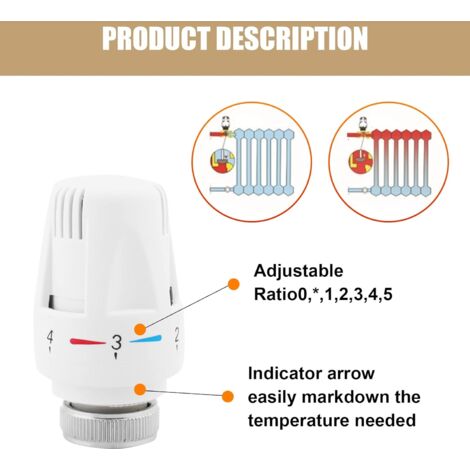 4 Pièces Tete Thermostatique Radiateur, Tête de Vanne de Radiateur, Robinet Thermostatique Radiateur, M30 X 1,5 Tête de Thermostat