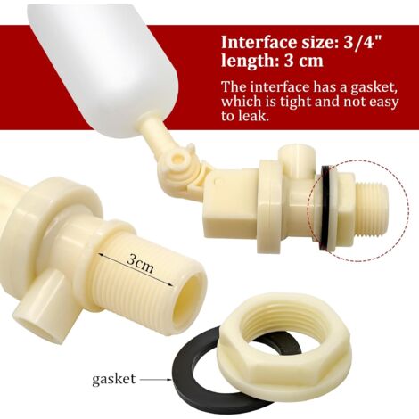 Vanne à Flotteur Automatique 3/4" - Pour Abreuvoir Bétail, Étangs, Aquariums - Réglage Niveau D'Eau