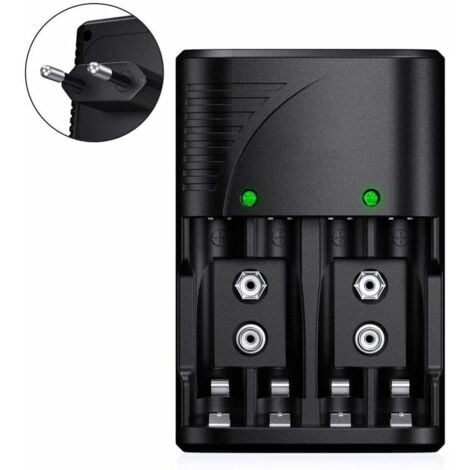 Chargeur de piles universel AA/AAA/9 V, chargeur rapide 6802, pour piles rechargeables AA/AAA NI-MH ou 9 V, avec indicateur LED, tension mondiale 100-240 V, journée ensoleillée