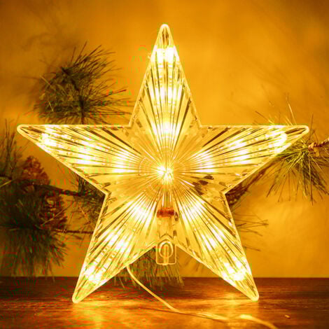 Étoiles de décoration de sapin de Noël, 22 cm, lumière blanc chaud