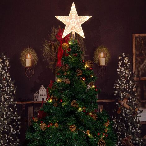Étoiles de décoration de sapin de Noël, 22 cm, lumière blanc chaud