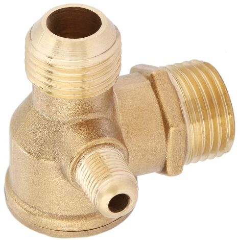 Clapet Anti-retour de Compresseur d'air, Robinet en Laiton 1/2 "x 3/8" x 1/8 " Mâle avec Raccord Fileté pour le Réservoir d'air Comprimé et la Pompe à Piston du Compresseur