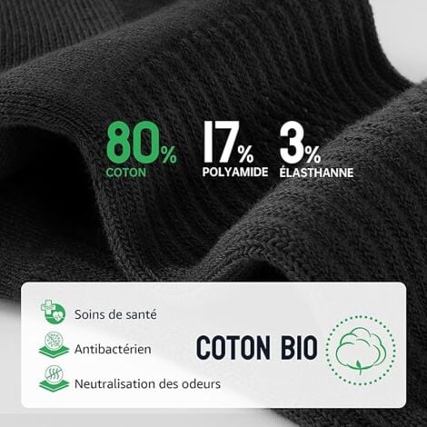 Chaussettes thermiques pour hommes et femmes, chaussettes de travail, chaussettes d'hiver en coton respirant, paquet de 6 chaussettes de sport antidérapantes XL