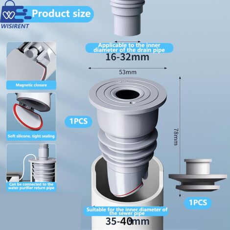 Joint Tuyau Vidange Machine à Laver 35-40mm - Bouchon Silicone Anti-Odeurs - Pour Évier, Lave-linge
