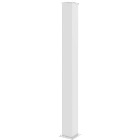 Casanoov – Poteau pour clôture en aluminium blanc mat H.166cm – Section 15x15cm – Chapeau de finition inclus – Pose à visser ou à sceller (1/5)
