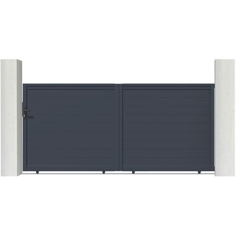 Casanoov – Portail aluminium coulissant 350x160cm – Occultation totale – Aluminium thermolaqué gris anthracite RAL 7016 – Montage simple avec notice