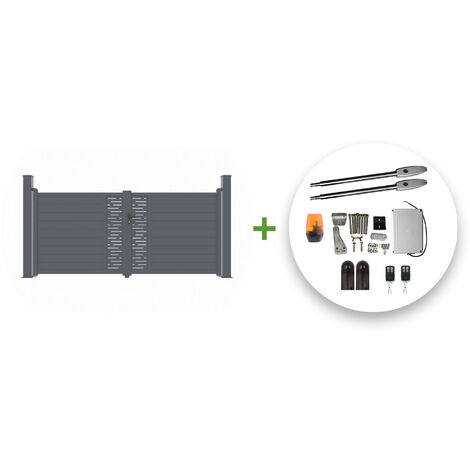 Portail battant électrique ARLBERG 300x160cm gris + Motorisation TANKER B250 (1/5)