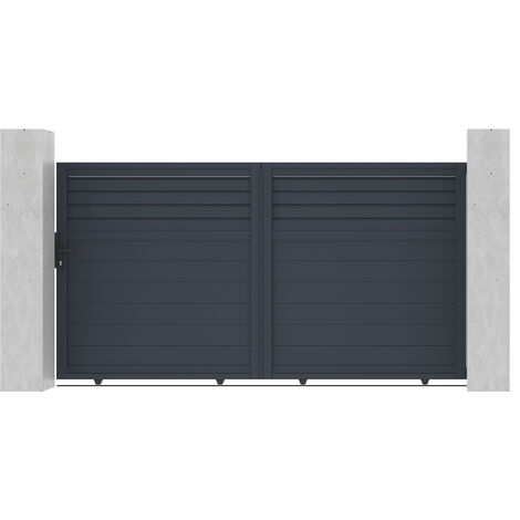 Casanoov – Portail aluminium coulissant 300x160cm – Semi-ajouré gris anthracite RAL 7016 – Kit à monter soi-même – Accessoires inclus