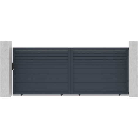 Casanoov – Portail aluminium coulissant 400x160cm – Design moderne semi-ajouré – Bonne occultation – Accessoires inclus pour montage rapide