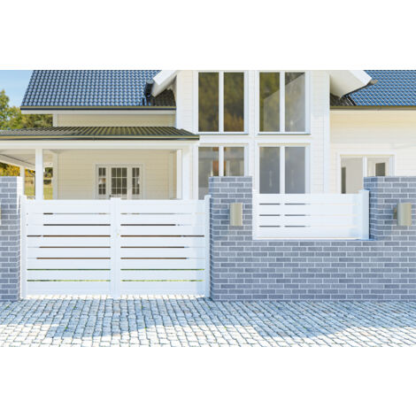 Casanoov – Panneau de clôture aluminium blanc 1,9m H.80cm – Kit complet avec 4 lames et 2 poteaux – Installation rapide et facile