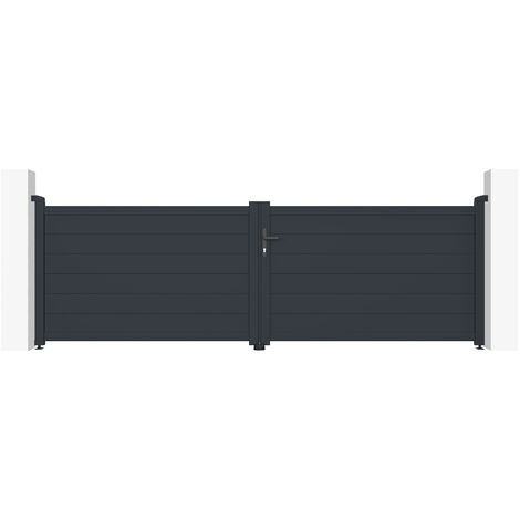 Portail aluminium battant EIGER 350x115cm GRIS