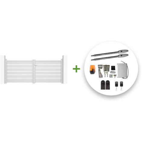 Portail battant électrique VOGEL 300x120cm blanc + Motorisation TANKER B250 (1/5)