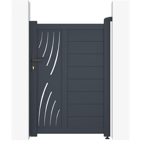 Pack portail battant VELETA 300x140cm + Portillon VELETA 100x140cm Gris