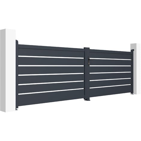 Portail aluminium battant VOGEL 400x120cm GRIS
