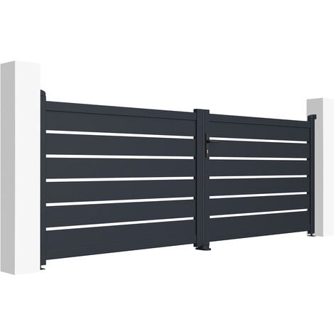 Portail aluminium battant VOGEL 350x120cm GRIS