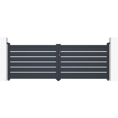 Portail aluminium battant VOGEL 350x120cm GRIS