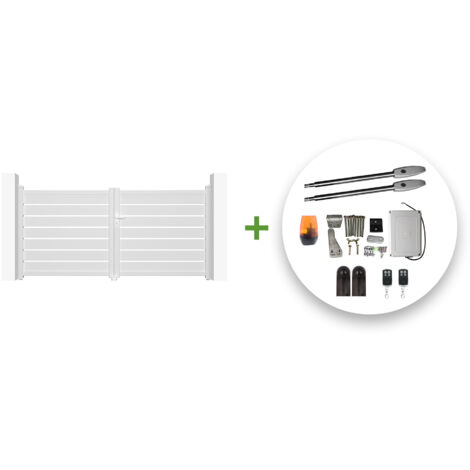 Portail battant électrique VOGEL 300x140cm blanc + Motorisation TANKER B250 (1/5)