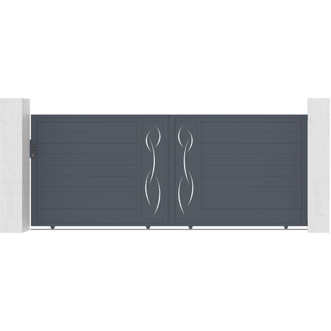 Casanoov – Portail aluminium coulissant semi-ajouré 390x163cm – Gris anthracite RAL 7016 – Kit à monter soi-même – Design moderne et élégant