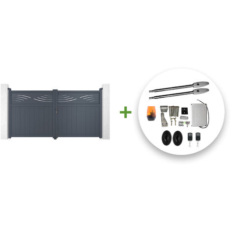 Portail battant électrique HALTI 300x160cm gris + Motorisation TANKER B250 (1/5)