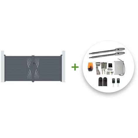 Portail battant électrique VELETA 300x180cm gris + Motorisation TANKER B250 (1/5)