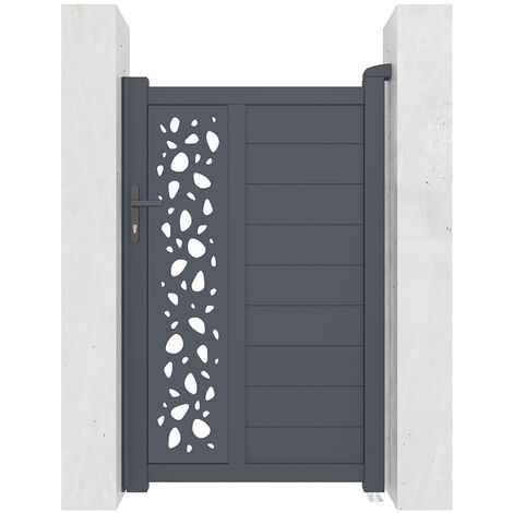 Casanoov – Portillon aluminium semi-ajouré 100x161cm – Design graphique 'SUNNY' – Accessoires inclus – Pour espaces extérieurs modernes