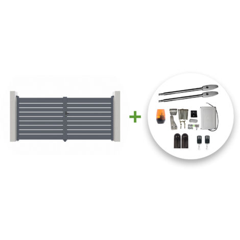 Portail battant électrique VOGEL 400x140cm gris + Motorisation TANKER B250 (1/5)
