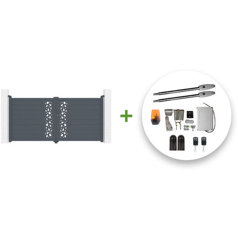 Portail battant électrique SUNNY 300x140cm gris + Motorisation TANKER B250 (1/5)