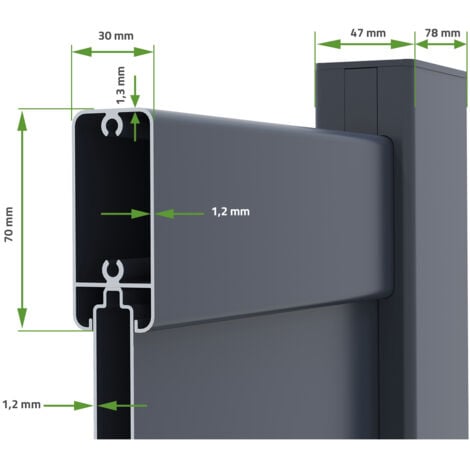 Portillon aluminium EIGER 1m H.160cm Gris