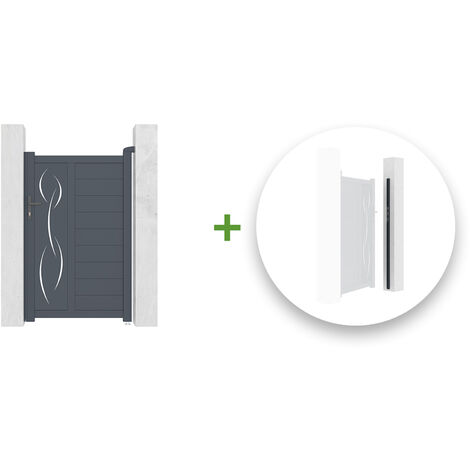 Portillon aluminium LIFE 100x160cm + Kit inversion ouverture (1/5)