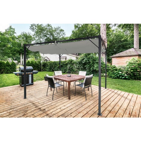 Pergola toit rétractable MARIA 3x3m autoportée Gris clair