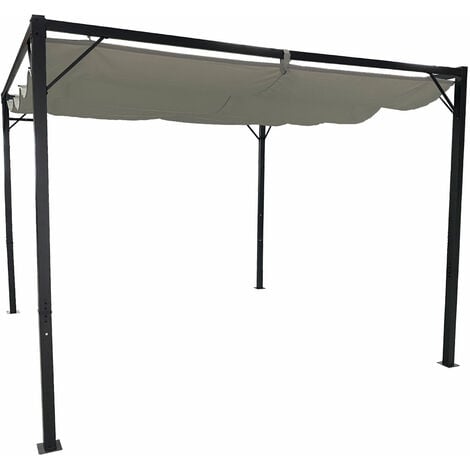 Pergola toit rétractable MARIA 3x3m autoportée Gris clair