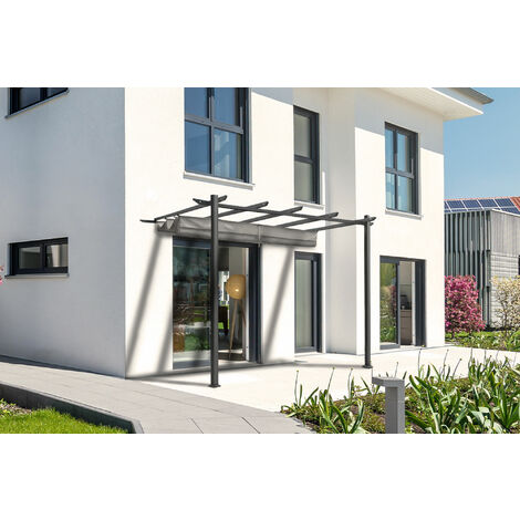 Pergola adossée MIRA 4x3m Gris clair