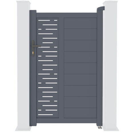 Casanoov – Portillon aluminium gris anthracite 100x161cm – Semi-ajouré – Montage facile – Pour entrées étroites et personnalisables