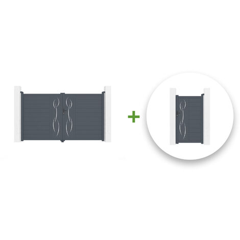 Pack portail battant LIFE 300x180cm + Portillon LIFE 100x180cm (1/5)