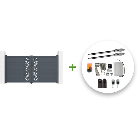 Portail battant électrique SUNNY 300x160cm gris + Motorisation TANKER B250 (1/5)