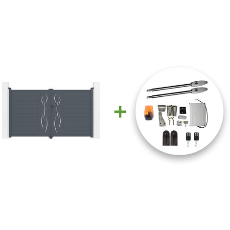 Portail battant électrique LIFE 300x180cm gris + Motorisation TANKER B250 (1/5)