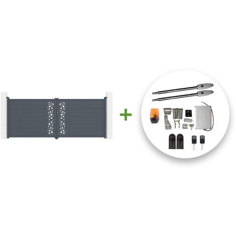 Portail battant électrique SUNNY 400x160cm gris + Motorisation TANKER B250 (1/5)