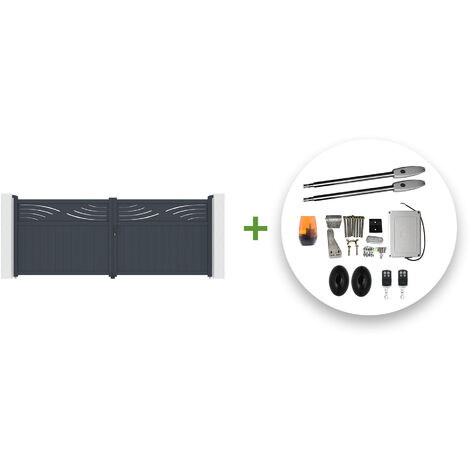 Portail battant électrique HALTI 400x160cm gris + Motorisation TANKER B250 (1/5)
