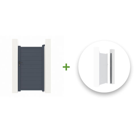 Portillon aluminium EIGER 100x180cm + Kit inversion ouverture (1/5)