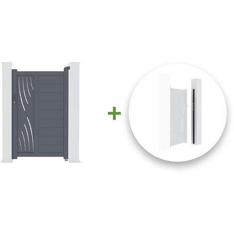 Portillon aluminium VELETA 100x160cm + Kit inversion ouverture (1/5)