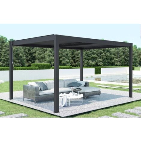 Pergola bioclimatique SANTA 4x3m Aluminium Gris anthracite  - lames orientables