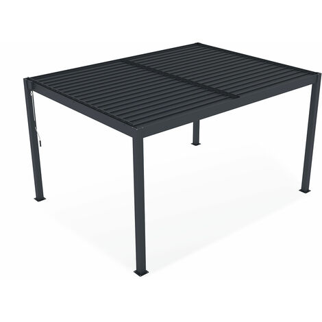 Pergola bioclimatique SANTA 4x3m Aluminium Gris anthracite  - lames orientables