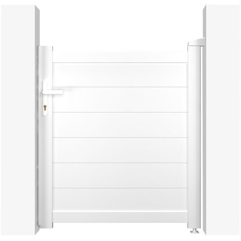 Casanoov – Portillon aluminium plein 100 cm – Hauteur 115 cm – Occultation totale – Blanc mat – Montage simple et rapide