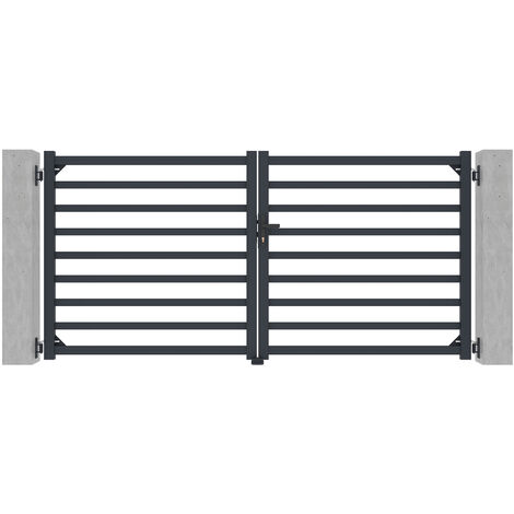 Portail aluminium battant ANTELAO 300x140cm GRIS