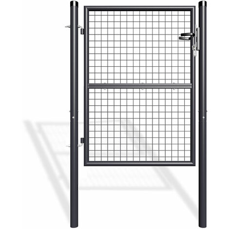Casanoov – Portillon grillagé 1m – Acier galvanisé gris anthracite RAL 7016 – Dimensions 100x130cm – Ouverture réversible pour accès sécurisé
