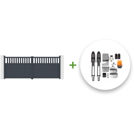Portail battant électrique SANTIS 400x160cm gris + Motorisation TANKER B700 (1/5)